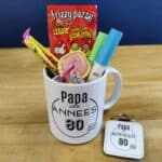 Porte clé & Mug "Papa des années 60" rempli de bonbons rétro - Cadeau Papa