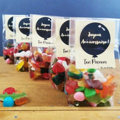 5 Sachets Bonbons personnalisés 200 g - Happy Life - Anniversaire enfant - Ballon