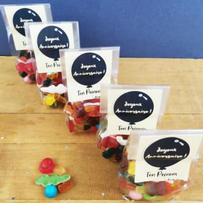 5 Sachets Bonbons personnalisés 200 g - Happy Life - Anniversaire enfant - Ballon