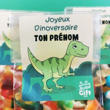 5 Sachets Bonbons personnalisés 150 g - Happy Life - Anniversaire enfant - Dinosaure