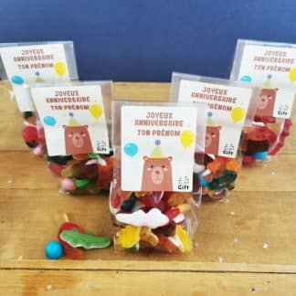 Sachets Bonbons personnalisés 200 g - Happy Life - Anniversaire enfant - Ours