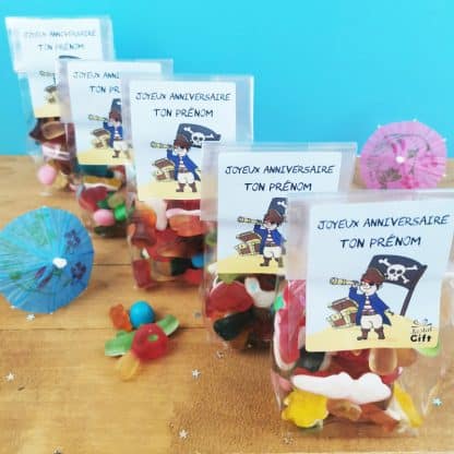 5 Sachets Bonbons personnalisés 150 g - Happy Life - Anniversaire enfant - Pirate