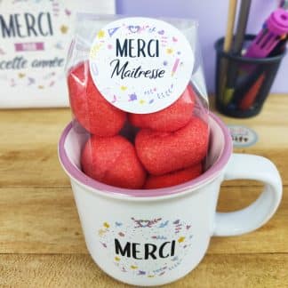 Sucettes petit coeur à la cerise x5 - Merci Maîtresse