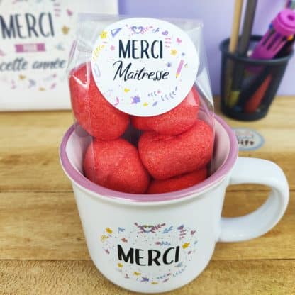 Sucettes petit coeur à la cerise x5 - Merci Maîtresse