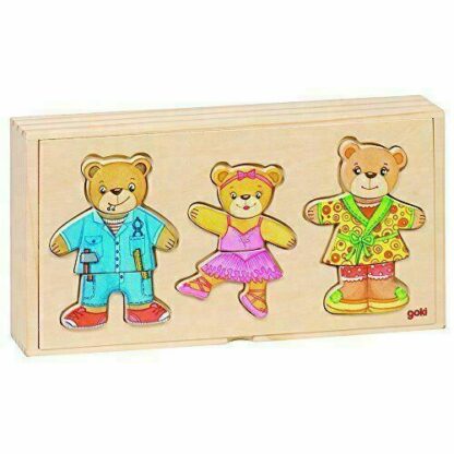 Goki - Puzzle en bois à habiller famille ourse