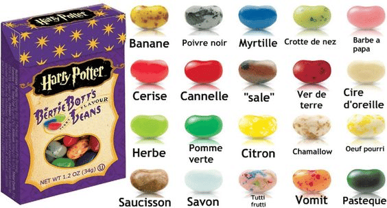 Quels sont les goûts des bonbons Harry Potter ?
