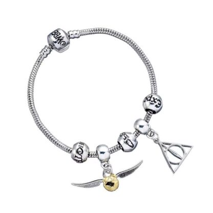 Harry Potter - bracelet relique de la mort et vif d'or en argent plaqué