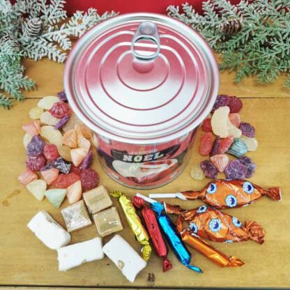 Coffret bonbon ancien : Boîte de conserve remplie de bonbons "Joyeux Noël" – Image 3
