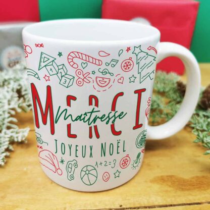 Mug - Merci Maîtresse - Joyeux Noël (Collection noël)