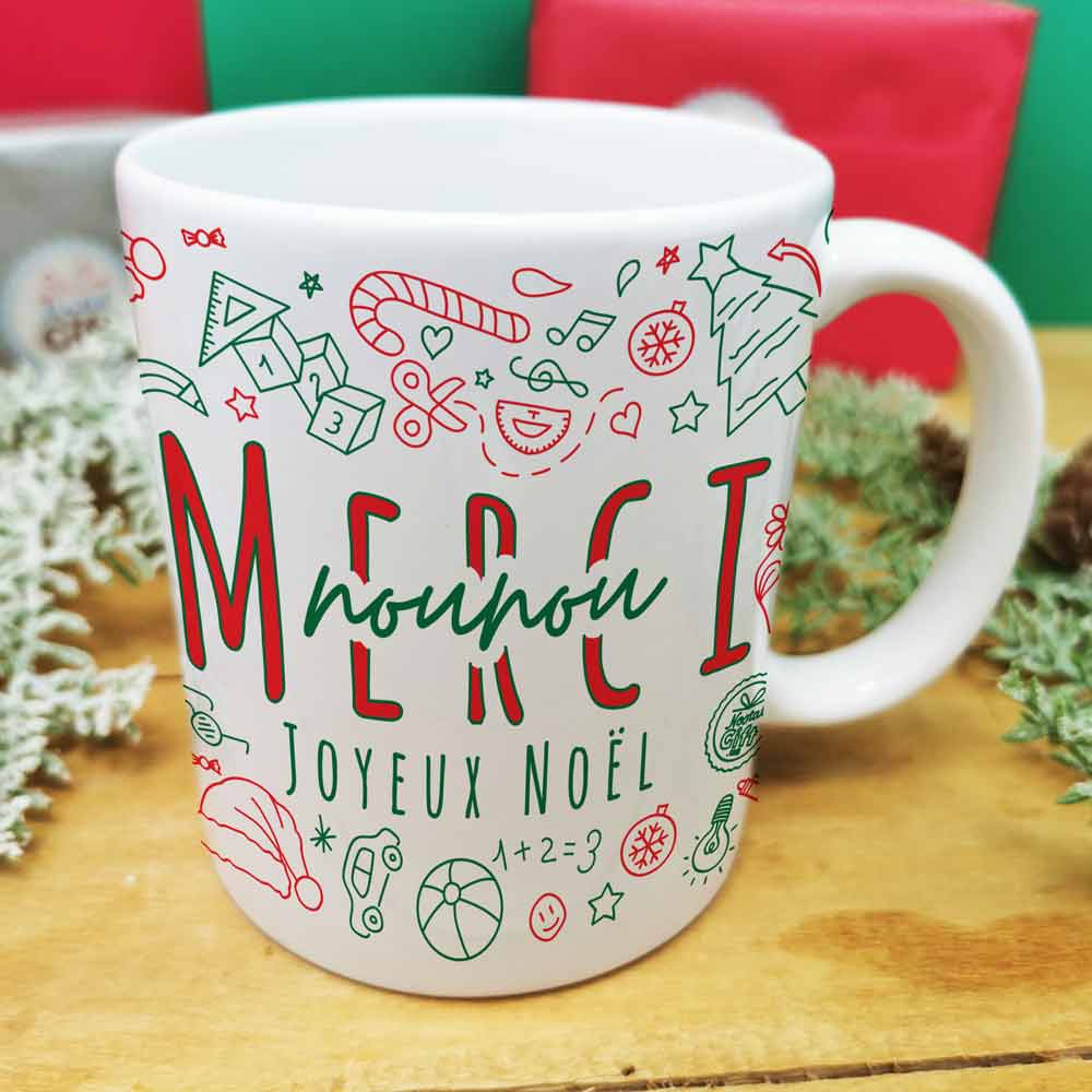 Mug -  Merci Nounou - Joyeux Noël  (Collection noël)