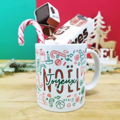 Mug "Joyeux Noël" et ses chocolats rétro