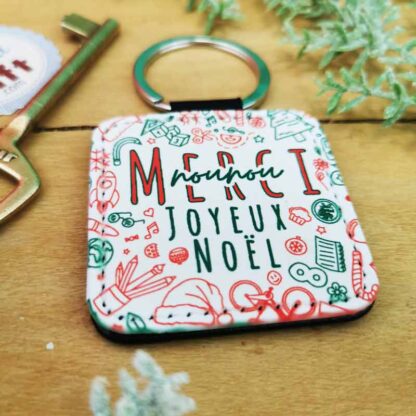 Porte clé" Merci Nounou - Joyeux Noël " (collection noël)