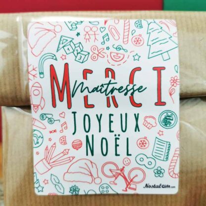 Sachet Bonbon des années 70 - " Merci Maîtresse - Joyeux Noël "