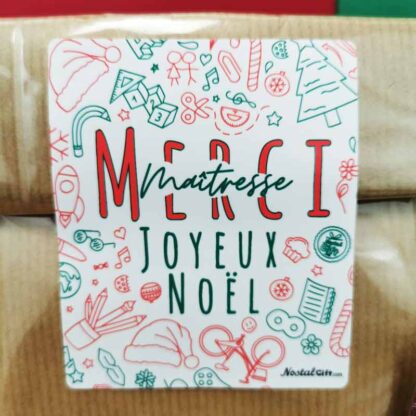 Sachet Bonbons des années 80 : "Merci Maîtresse - Joyeux Noël" - (Collection Noël)