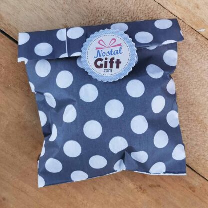 Sachet de bonbon rétro vide - Gris à pois blanc x1