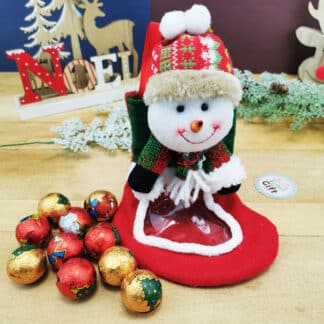 Chaussette de noël bonhomme de neige remplie de chocolats (x10)