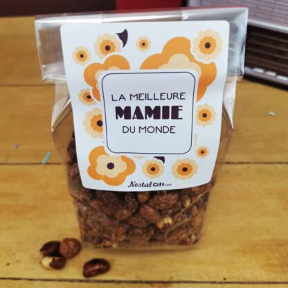 Cacahuètes caramélisées (Chouchou) 300g – "La meilleure mamie du monde" - Cadeau Mamie