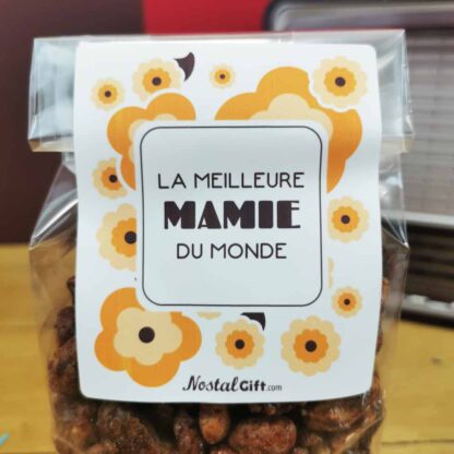 Cacahuètes caramélisées (Chouchou) 300g – "La meilleure mamie du monde" - Cadeau Mamie
