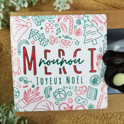 Joyeux noël - Oursons "merci maîtresse" au chocolat noir rouge et blanc