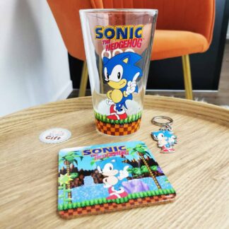 Sonic - Set 3 pièces - Verre, Sous-verre et Porte-clé