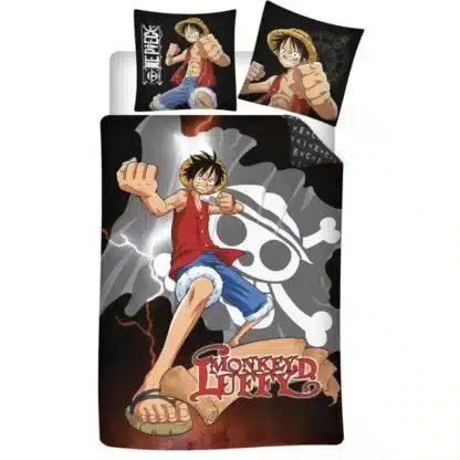 One Piece - Housse de couette Luffy et drapeau - 140 x 200 cm