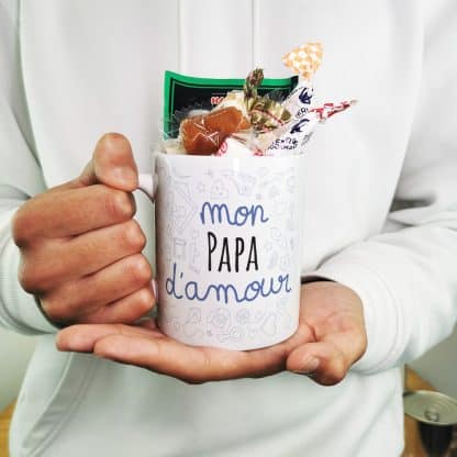 MUG "mon Papa d'amour " bonbons rétro 80 - Cadeau Papa