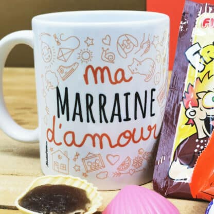 MUG "ma Marraine d'amour " bonbons rétro 70 - Cadeau Marraine