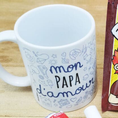 MUG "mon Papa d'amour " bonbons rétro 70 - Cadeau Papa