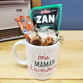 MUG "ma Maman d'amour " bonbons rétro 60 - Cadeau Maman