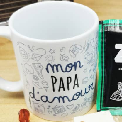 MUG "mon Papa d'amour " bonbons rétro 60 - Cadeau Papa