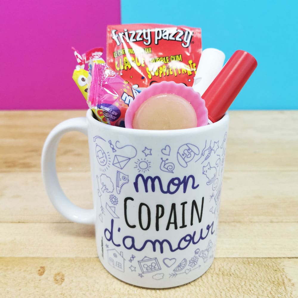 MUG "mon Copain d'amour " bonbons rétro 80 - Cadeau Copain