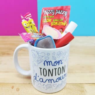 MUG "mon Tonton d'amour " bonbons rétro 80 - Cadeau Tonton
