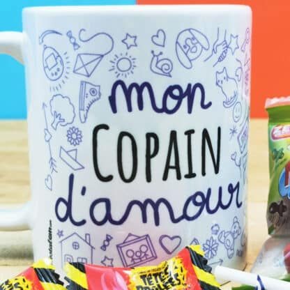 MUG "mon Copain d'amour " bonbons rétro 90 - Cadeau Copain