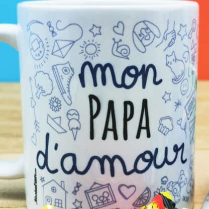 MUG "mon Papa d'amour " bonbons rétro 90 - Cadeau Papa
