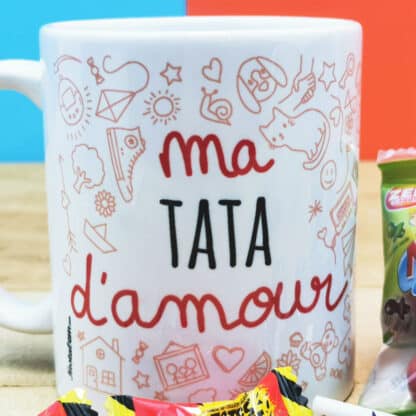 MUG "ma Tata d'amour " bonbons rétro 90 - Cadeau Tata