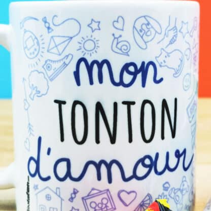 MUG "mon Tonton d'amour " bonbons rétro 90 - Cadeau Tonton