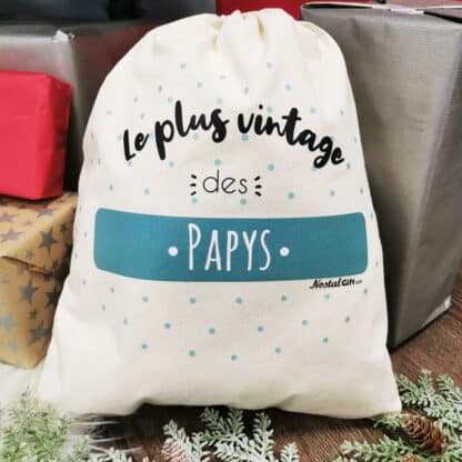 Sac cadeau réutilisable et sa carte - "Le plus vintage des papys" - Cadeau Papys