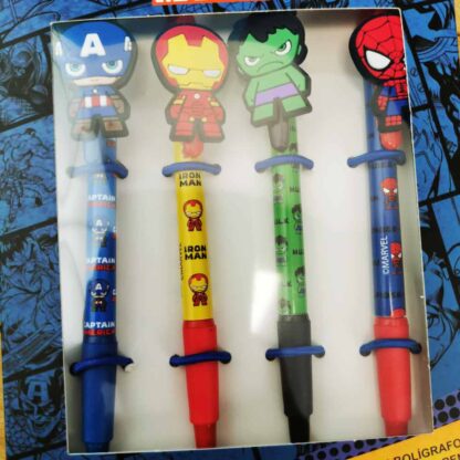Marvel - Lot 4 stylos à bille noir - Avengers