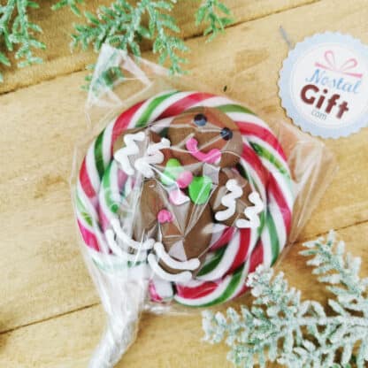 Sucette foraine de noël - motif bonhomme pain d'épice - Arôme Tutti Frutti – Image 3