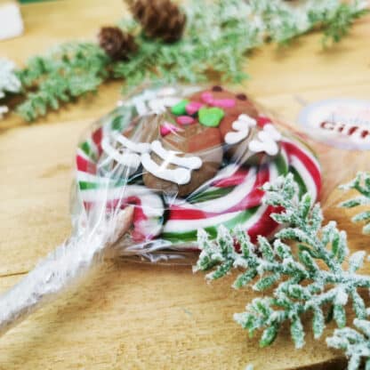 Sucette foraine de noël - motif bonhomme pain d'épice - Arôme Tutti Frutti – Image 2