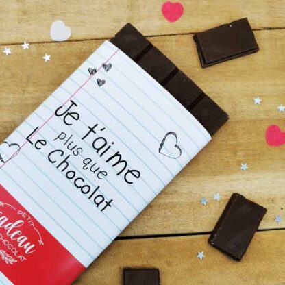 Tablette de chocolat au lait - "Je t'aime plus que le chocolat"