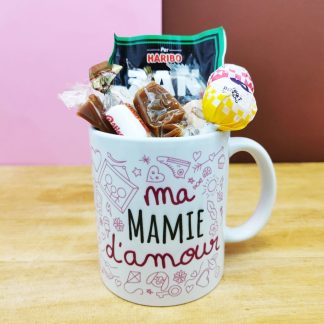 MUG "ma Mamie d'amour " bonbons rétro 60 - Cadeau Mamie