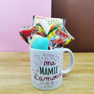 MUG "ma Mamie d'amour " bonbons rétro 70 - Cadeau Mamie