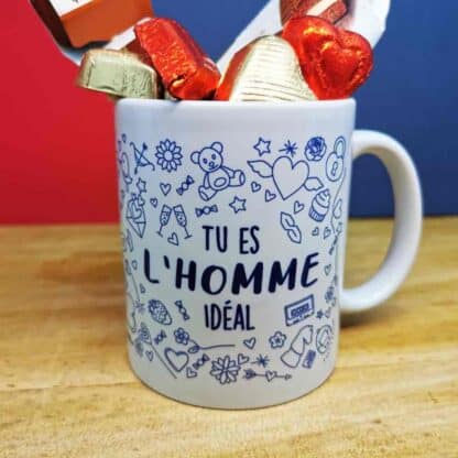 Mug "Tu es l'homme idéal" et ses chocolats - Saint valentin