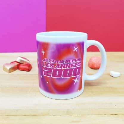 Mug rose "Je t'aime depuis les années 2000"