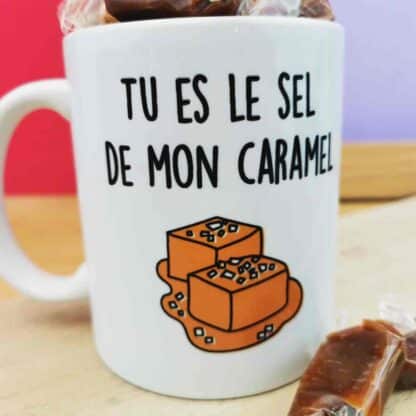Mug "Tu es le sel de mon caramel" et ses caramels beurre salé (x10)