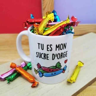 Mug "Tu es mon sucres d'orge" et ses sucres d'orges (x10)  - Mug Cadeau Noël