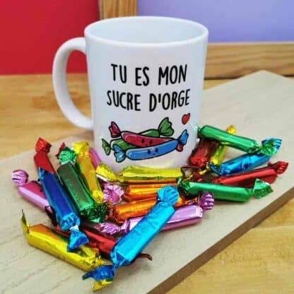 Mug "Tu es mon sucres d'orge" et ses sucres d'orges (x10)  - Mug Cadeau Noël