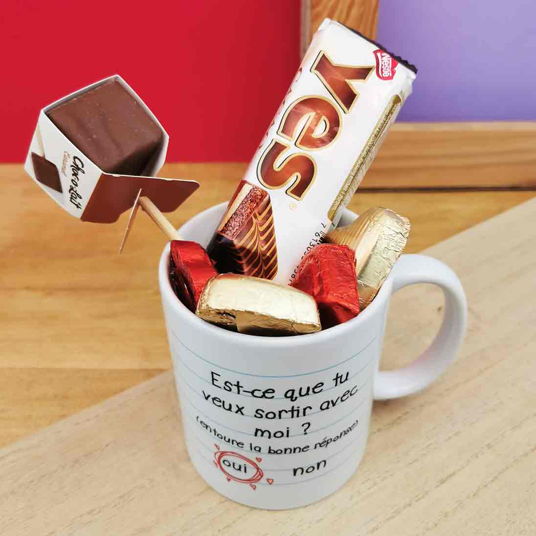 Mug Tu es l'homme idéal et ses chocolats - Saint valentin