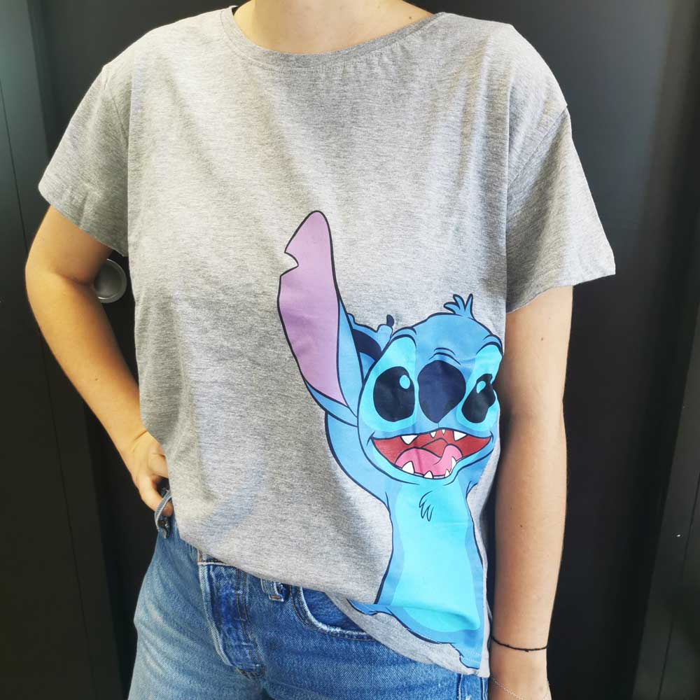 Stitch - T-shirt manches courtes - Adulte Gris (Taille L)
